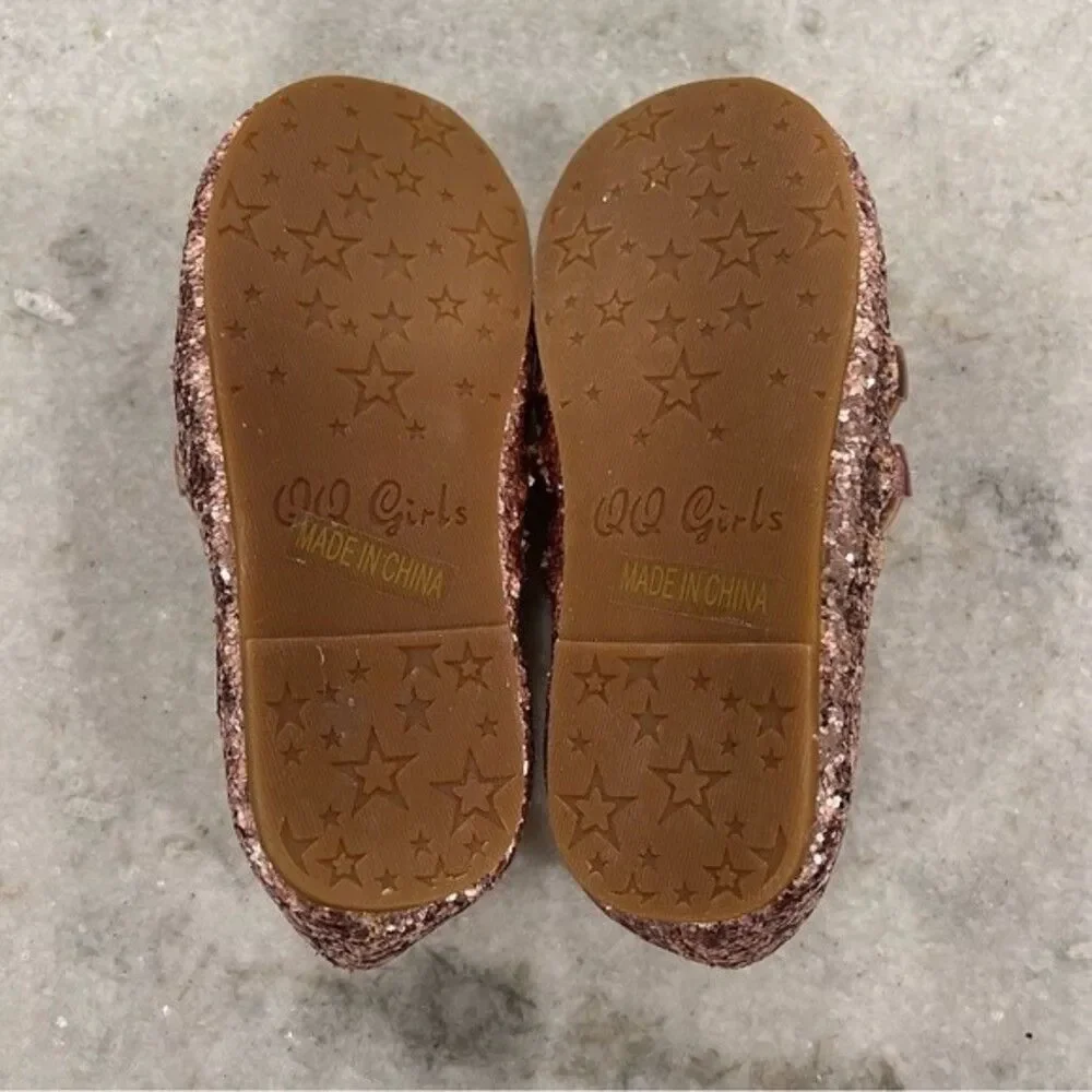 QQ Girls Gold Sparkly Shoes Baby 5